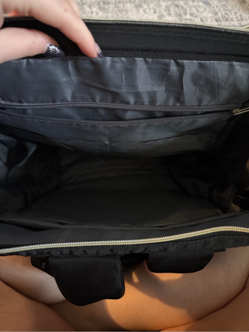 Amazon Black Backpack Tote with Gold Zipper Accents - Picture 5 of 6